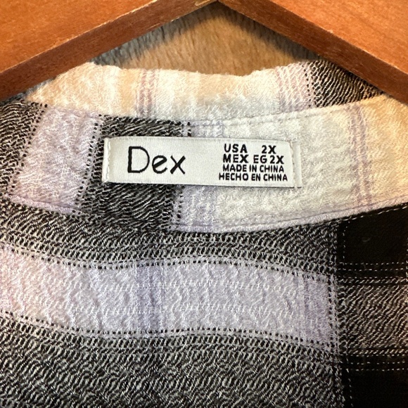DEX PLUS Size 2X Soft Plaid Button Down Shirt Purple Flannel Cabincore Grunge - Picture 2 of 10